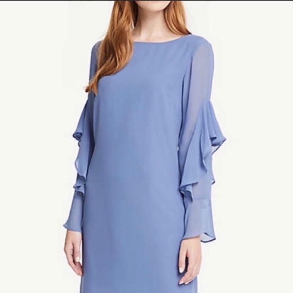 Ann Taylor II NWOT Ruffle Long Sleeves Lined Dress